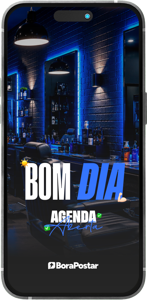 Story do Instagram com a figurinha Bom dia e Agenda aberta do BoraPostar